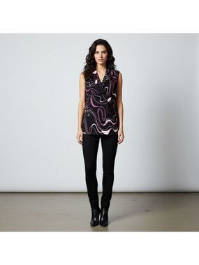 JKLA California Cowl Neck Swirl Blouse Small